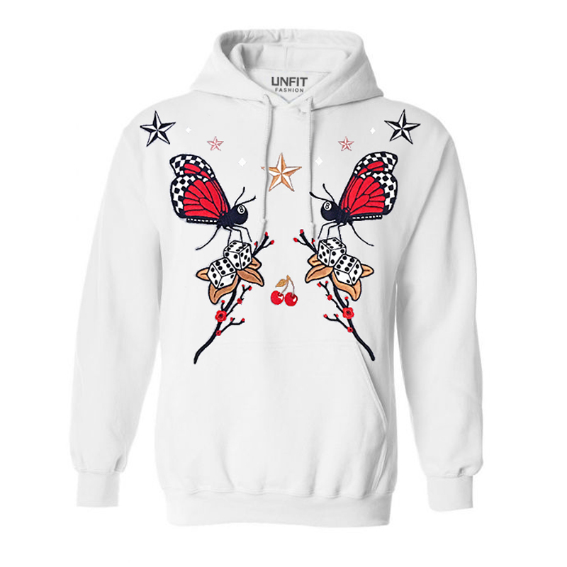 white embroidered hoodie