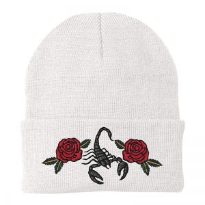 Scorpion Rose Beanie In White